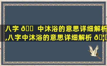 八字 🐠 中沐浴的意思详细解析,八字中沐浴的意思详细解析 🦍 是什么